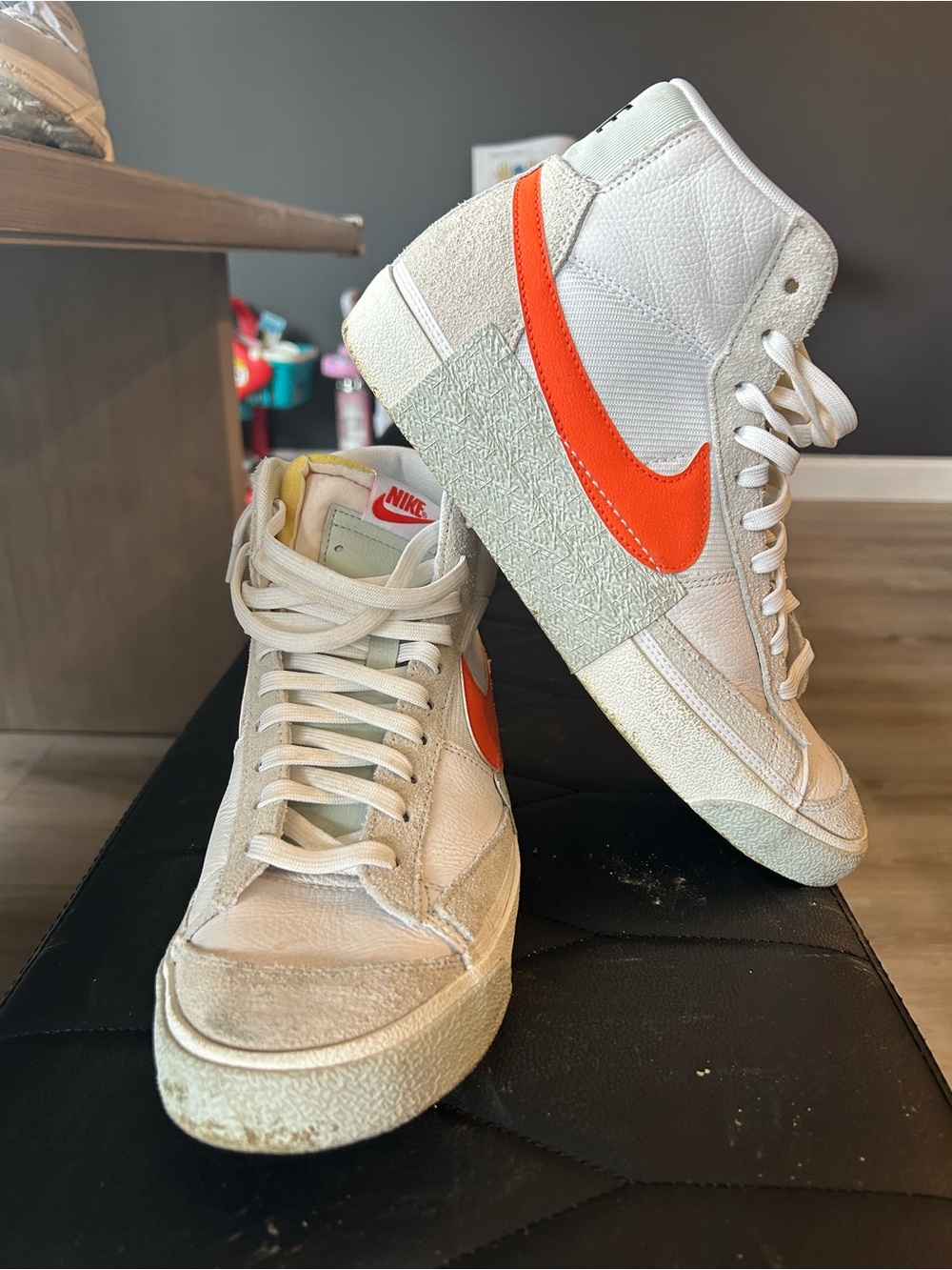 Nike Women’s Mid-Top Sneakers White with Orange Swoosh